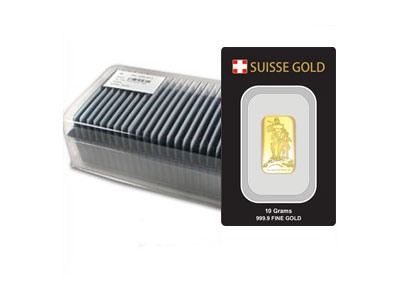 25 X 10 Gram Suisse Gold William Tell Gold Bars