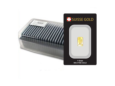 25 X 1 Gram Suisse Gold William Tell Gold Bars 