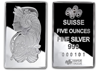 PAMP 5 Ounce Silver Fortuna Bar